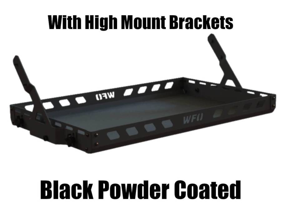 WFO Concepts - 2018+ Jeep JL 4 Door - Aluminum Roll Cage Mounted Cargo Basket - With High Mount Brackets - Black